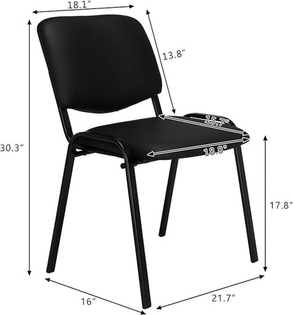 VINGLI Waiting Room Chairs, 10-Pack PU Church Chairs Conference Stackable Set, Office Guest & Reception Stacking for Meeting Room, Lobby, Simple&Space-Saving, Pu-black