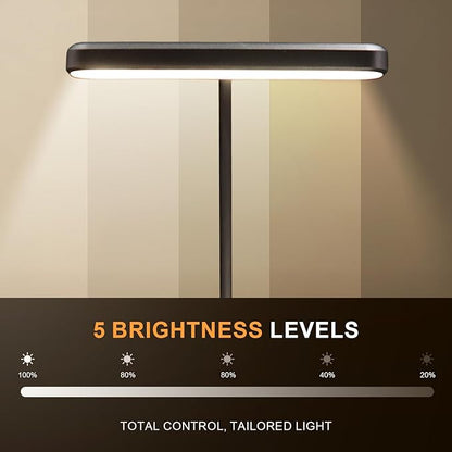 Rechargeable Book Lights for Reading at Night 25 LED - Eye Caring 15 Level Stepless Dimming, Extended 60Hrs Runtime, Lightweight Clip on Light, Gifts for Book Lovers, Black