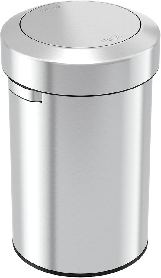 iTouchless Titan 17 Gallon Swing Open Trash Can, Stainless Steel Self-Balance Flip Top Lid Commercial Grade 64 Liter Garbage Can is Perfect for Business, Restaurant, Office and Kitchen