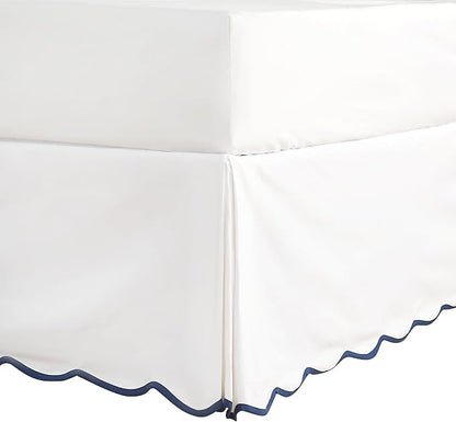HIG Off-White Chic Twin XL Bed Skirt - Easy Fit Scallop Edge Pleated Bedskirts, 14 Inch Drop Anti-Slip Dust Ruffle, Thick Fabric for Enhanced Privacy, Pre-Washed for Long-Lasting Use(N60022)