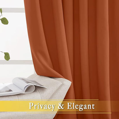 NICETOWN Room Divider Curtain 84 inch Length, Grommet Privacy & Noise Reducing Room Divider Thermal Insulated Window Drape for Sliding Glass Door (1 Panel, Burnt Orange, W80 x L84)