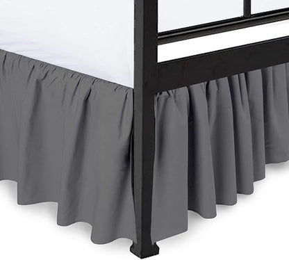 Ruffled Bed Skirt with Split Corners, Dark Grey, Full 12 Inch Drop Bedskirt, Hotel Quality Brushed Microfiber Wrinkle Free Dust Ruffle Bed Skirt Full Size
