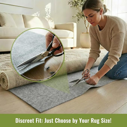 Felt Rug Pad with Gripper Dots, 2x8 Ft Non-Slip Rug Underpad with PVC Backing, 1/6" Thick Cushioned Carpet Pad Gripper for Hardwood Floors, Vinyl & Tile, Under Rug Padding Floor Protection