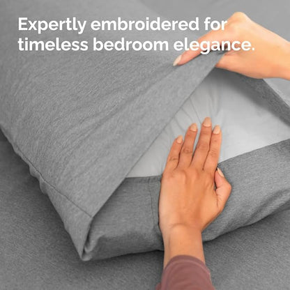 Queen Pillow Cases Set of 10 - Ultra Soft Hotel Quality Pillowcase Covers - Comfy & Wrinkle Free - Shrink, Stain and Fade Resistant - Machine Washable Pillow Protectors - 10 Piece Set - Heathered Grey