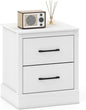 Giantex Modern Nightstand, Wood Bedside Table with 2 Storage Drawers, Compact Floor Night Stand End Table, White Accent Sofa Side Table for Bedroom