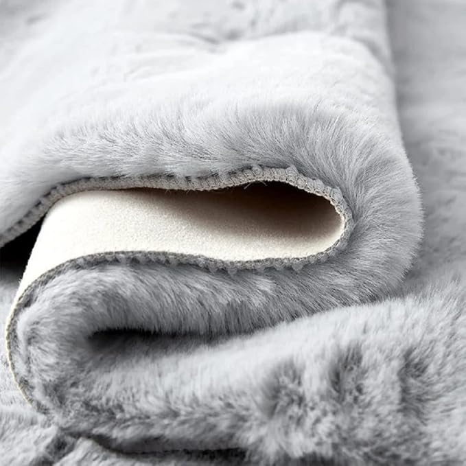 Faux Fuzzy Washable Fur Area Rugs for Bedroom 3x5 Silver Gray Fluffy Rug for Living Room Cute Room Nursery Rug