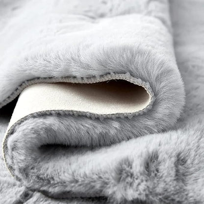 Faux Fuzzy Washable Fur Area Rugs for Bedroom 3x5 Silver Gray Fluffy Rug for Living Room Cute Room Nursery Rug