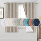 PrinceDeco 100% Black Out Curtains 63 Inch Length,Thermal Insulated Short Textured Grommets Curtains 2 Panels Set,Noise Reducing Window Treatment with White Liner, 52" W x 63" L,Stone