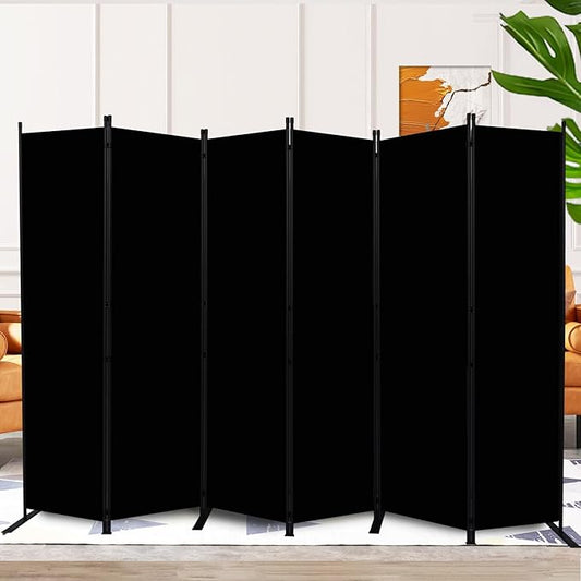 Room Divider and Folding Privacy Screens 6 Panel, 11 Ft Wide Room Partitions Dividers, Portable Room Divider Screen for Room Separtition, Folding Wall Dividers for Rooms, Office, Bedroom, Studio Black