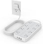 Power Strip Surge Protector 10 FT, TESSAN Flat Plug Extension Cord with 8 Outlets 3 USB Ports(1 USB C), 1080Joules Wall Mountable Multi Port Charging Station for Home Office Dorm Room Essentials