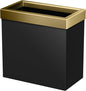 Gatco Modern Rectangle Wastebasket, Matte Black Brushed Brass Combo - Stainless Steel Trash Can with Removable Lid, Leakproof, 3 Gallon Capacity for Bathroom, Bedroom, Kitchen, or Office