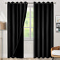 BGment Thermal Insulated 100% Blackout Curtains for Bedroom with Black Liner, Double Layer Full Room Darkening Noise Reducing Grommet Curtain (60 x 84 Inch, Black, 2 Panels)