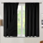 BGment Black Black Out Curtains for Bedroom Window 2 Panels Set, Bedroom Curtains Double Layer 100% Room Darkening Thermal Insulated Rod Pocket Window Drapes, Each 52 x 54 Inch,