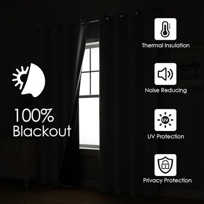 ChrisDowa 100% Blackout Curtains 84 inch Long for Bedroom with Black Liner, 2 Thick Layers Total Blackout Thermal Insulated Grommet Window Curtains 2 Panels Set (Cappuccino, 38 x 84 Inch)