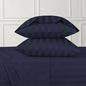 URBANHUT 800 Thread Count 100% Cotton Damask California King Size Sheets Set, 4 Piece Striped Cal King Size Bedsheets, Luxury Hotel Sheets Sateen Weave, 16" Elasticized Deep Pocket- Navy Blue