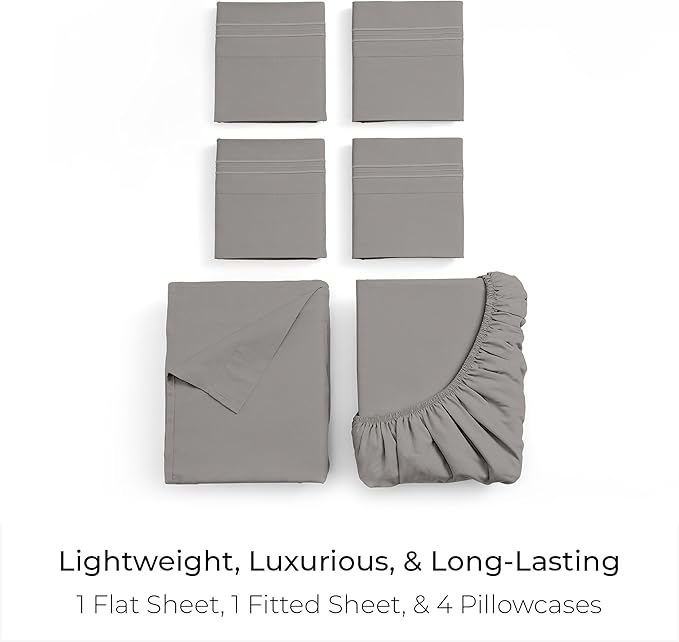 Mellanni California King Sheet Set - 6-Piece Iconic Collection Bedding, (Including 4 Pillowcases), 21-Inch Extra Deep Pocket, Easy Care, Ultra Soft, Cooling Sheets, Brushed Microfiber - Taupe