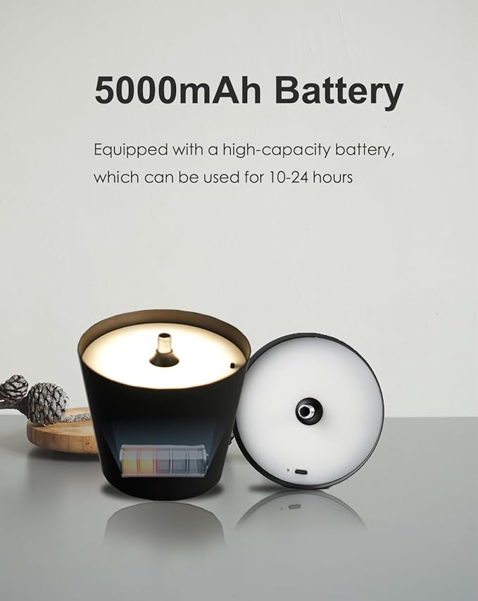 Cordless Table Lamp, Rechargeable Table Lamp with Touch Dimmable Control, Portable LED Desk Lamp for Indoor Patio (White-Round, 2)
