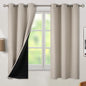 BGment Thermal Insulated 100% Blackout Curtains for Bedroom with Black Liner, Double Layer Full Room Darkening Noise Reducing Grommet Curtain (38 x 63 Inch, Cashmere, 2 Panels)