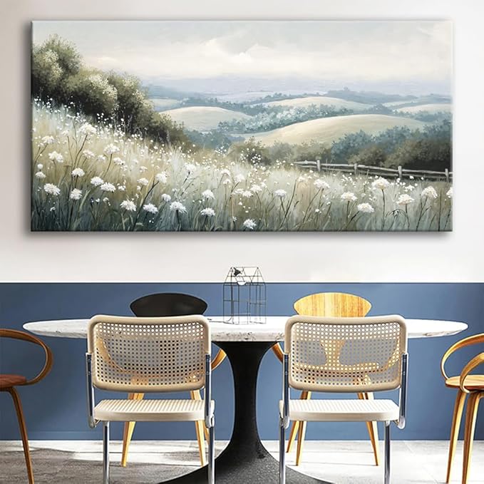 Sea of Flowers Canvas Wall Art - Modern landscape Paintings for Living Room, Bedroom Wall Decor, Framed Wall Art for Home or Office Decoration, Large Art 60x120cm(24x48in)