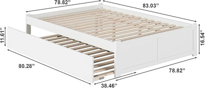 AFI Concord King Size Platform Bed with Footboard & Twin XL Trundle in White