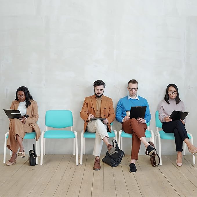 VINGLI Blue Waiting Room & Office Chairs - 10-Pack Stackable PU Set for Church, Conference Room, Lobby & Guest Reception Area