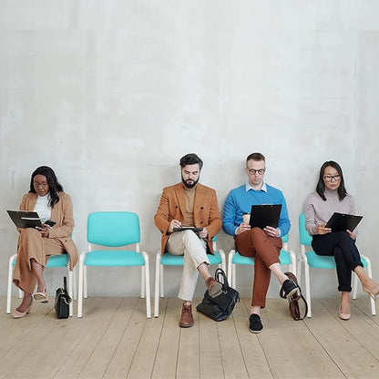 VINGLI Blue Waiting Room Chairs, 5-Pack PU Church Chairs Conference Stackable Office Guest & Reception Stacking for Meeting, Lobby, Simple&Space-Saving Pu-blue