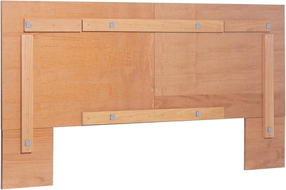 memomad Bali Slim Set: Storage Platform Bed with Drawers + Flat Panel Headboard (Full Size, Oak Brown Wood)