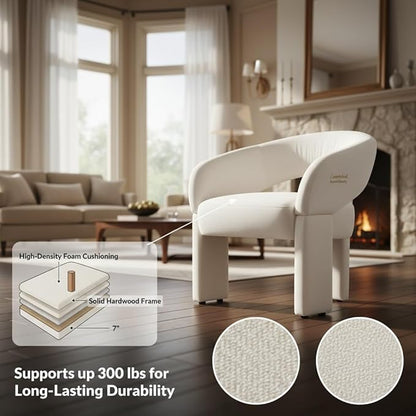 LukeAlon Mid Century Modern Velvet Accent Chairs Set of 2 – Round Barrel Back Armchairs, Comfy Upholstered Lounge Chairs for Living Room, Bedroom, Office, Waiting Rooms, Beige