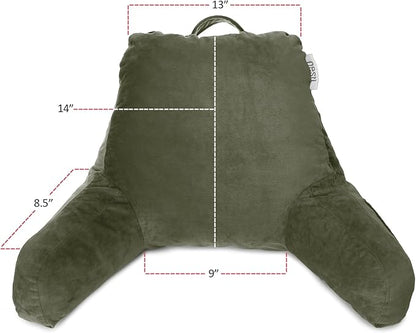 Nestl Reading Pillow for Kids & Teens with Shredded Memory Foam, Backrest Pillows for Reading, Watching, and Gaming, Use on the Couch, Bed, or Floor, Adjustable Support with Washable Cover Olive Green