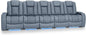 Seatcraft Diamante Zero-Gravity CoolZero Italian Leather Home Theater Seating, Power Headrest, Power Recline, Row of 5 Sofa, Smokey Blue