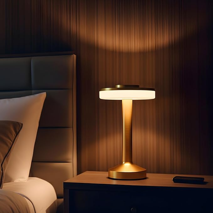VIHOSE Cordless Table Lamps LED Portable Rechargeable Table Lamp with Touch Sensor 3 Color Dimming up to 15 Hours Battery Desk Light for Restaurant Nursery Living Room(Gold,36 Pcs)