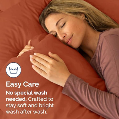 King Pillow Cases Set of 2 - Ultra Soft Hotel Quality Pillowcase Covers - Comfy, Cozy & Wrinkle Free - Shrinkage, Stain & Fade Resistant - Machine Washable Pillow Protectors - 2 Piece Set - Terracotta
