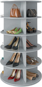 SpaceAid 5 Tier Rotating Shoe Rack Tower, Spinning Shoe Display Lazy Susan, Revolving 360 Shoe Rack Storage Round Carousel, Vertical Handbag Rotate Shoes Closet Organization (5-Tier Gray)
