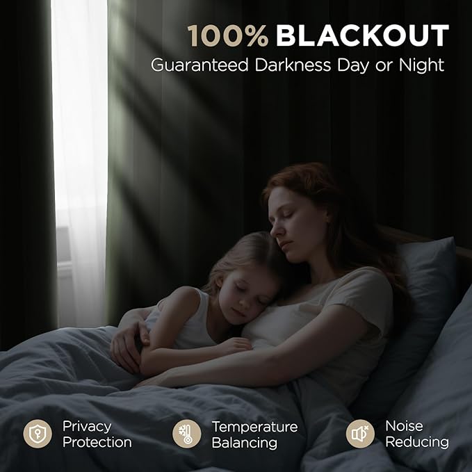 Joydeco Olive Green 100% Blackout Curtains 102 Inch 2 Panels, Luxury Thermal Green Velvet Curtains for Bedroom Living Room, Soundproof Blackout Window Drapes, Rod Pocket & Back Tab (52W x 102L)
