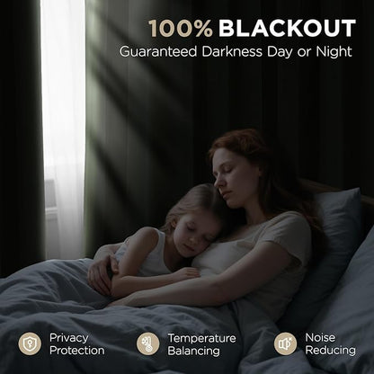 Joydeco Olive Green 100% Blackout Curtains 102 Inch 2 Panels, Luxury Thermal Green Velvet Curtains for Bedroom Living Room, Soundproof Blackout Window Drapes, Rod Pocket & Back Tab (52W x 102L)