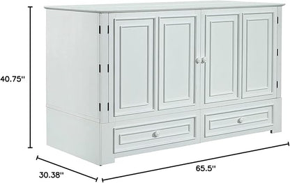 Emurphybed Paradiseo Murphy Cabinet Chest Bed with Charging Station 6 Inch, Queen (White)