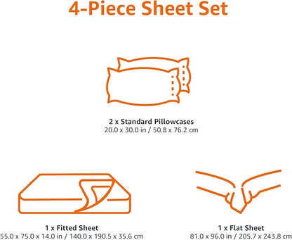 Amazon Basics Lightweight Super Soft, Wrinkle-Free Easy Care Breathable Microfiber 4-Piece Bed Sheet Set with 14-Inch Deep Pockets, Full, Emerald Green, Solid