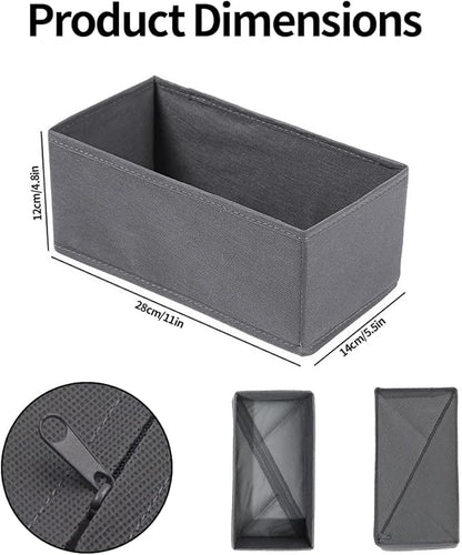 Sock Drawer Organizer 3 Pack, Fabric Drawer Organizer Clothes with Fixed Dividers, Sock Organizer for Dresser, Closet and Storage Bins