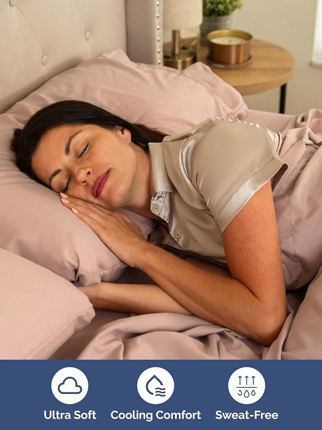 Extra Deep Twin Sheet Set - 4 Piece Breathable and Cooling Sheets - Hotel Luxury Bed Sheets Set - Easy & Secure Fit - Soft, Wrinkle Free and Comfy Sheets Set - Mauve Sheet Set with Extra Deep Pockets