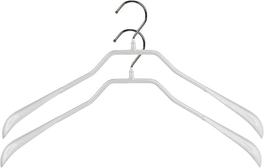 Mawa by Reston Lloyd BodyForm Series Non-Slip Space-Saving Clothes Hanger for Jackets, Suits and Coats, 16-1/2", Style 42/L, White, Set of 2