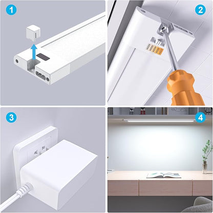 WOBANE 16.5 inch Under Cabinet Lighting,5 Color Settings,Under Counter Lights for Kitchen,Hand Wave Activated,Touchless for Cabinet,Shelf,Under Desk,Color Tunable 2700K to 6000K,Dimmable,White,1000LM