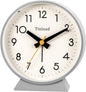 4.5" Battery Operated Antique Retro Analog Alarm Clock, Small Silent Bedside Desk Clock,Lighted on Demand, Battery Operated, Snooze, for Living Room, Bedroom, Bedside, Desk(Grey)
