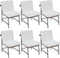 Modern Dining Chairs Set of 6, Comfy Sherpa Fabric Armless Upholstered Side Chairs with Wooden Backrest Black Metal Legs for Dining Room Living Room, White