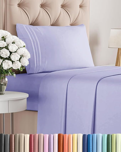 Twin XL Size 3 Piece Sheet Set - Comfy Breathable & Cooling Bed Sheets Set - Hotel Luxury Bedding for Women, Men, Kids, Teens, Boys & Girls - Deep Pockets, Soft and Wrinkle Free - Oeko-Tex - Lavender