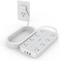 Flat Plug 15 FT Extension Cord, TESSAN Surge Protector Power Strip with 8 AC and 3 USB(1USB-C) Ports, 1080J Protection, Wall Mount Widely Spaced Charging Station for Home, Office, School, Dorm Room