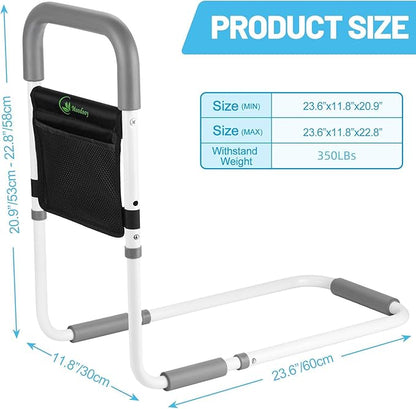 Moodooy Bed Rail for Elderly,Bed railings for Seniors,Sturdy and Stable, Height Adjustable,Bed Railing for Seniors with Fixing Strap and Storage Pocket,Bed Rails for Elderly Adults Safety,bedrails
