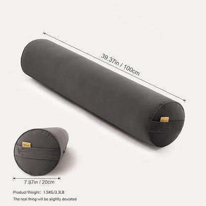 Long Pillow for Bed – Round Bolster Pillow for Adults, Body Pillow for Sleeping, Ergonomic Support,39.37 x 7.87 Inches,Steel Gray