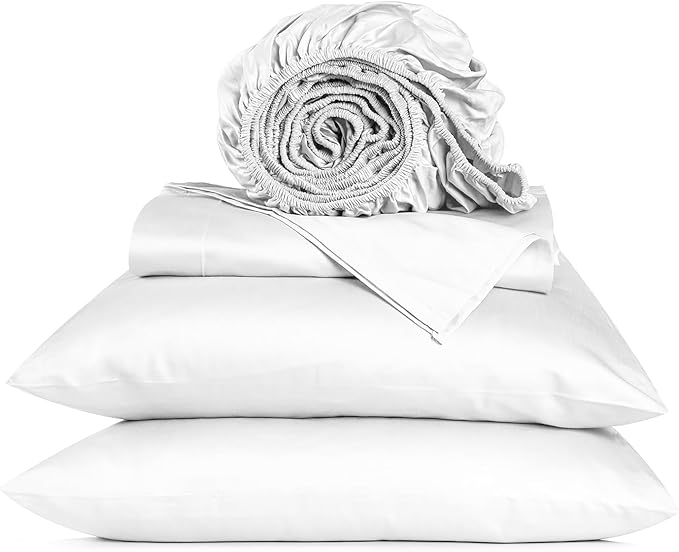 URBANHUT 800 Thread Count 100% Cotton King Size Sheets, Luxury 4 Piece King Bedsheets, Hotel Sheets Sateen Finish - Better Than Egyptian, 16" Elasticized Deep Pocket - White
