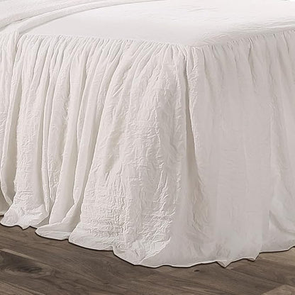 Lush Decor Ruffle Skirt Bedspread Set - 3-Piece Luxurious Farmhouse Bedding - Elegant Ruffle Detail - Timeless Style - Soft Lightweight Sheets - Queen, Neutral