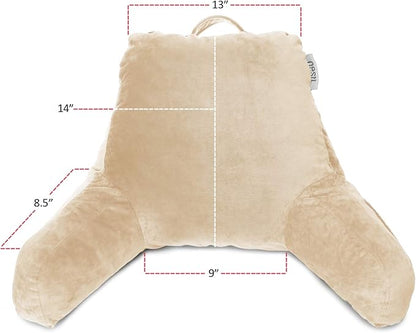 Nestl Reading Pillow for Kids & Teens with Shredded Memory Foam, Backrest Pillows for Reading, Watching, and Gaming, Use on the Couch, Bed, or Floor, Adjustable Support with Washable Cover Beige Cream